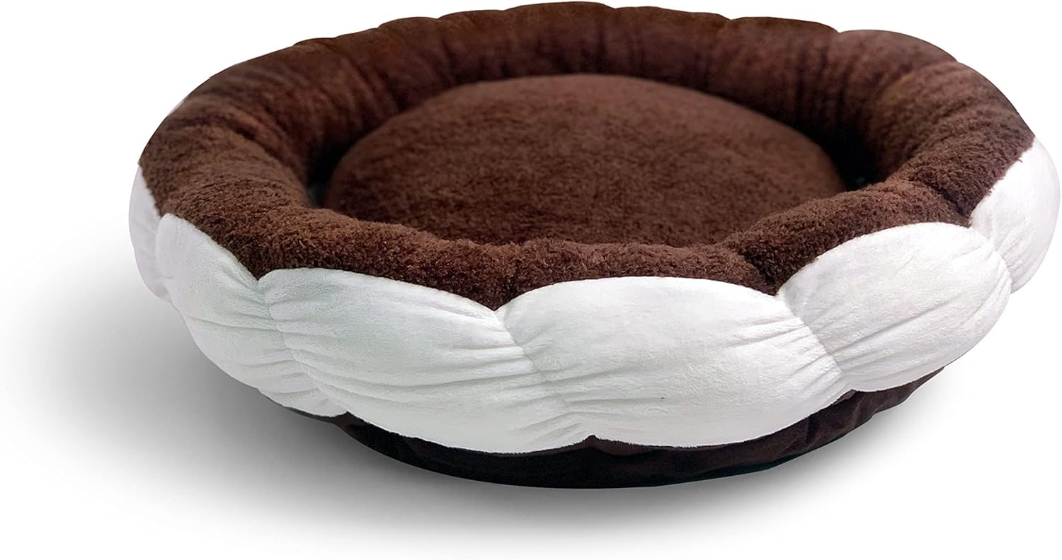 TONBO Soft Plush Small Cute and Cozy Food Dog Cat Bed, Washer and Dryer Friendly (Cookies and Cream) - Pet Explorer
