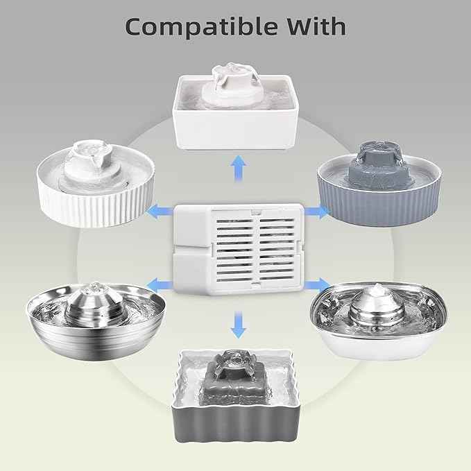 16 Pack Cat Fountain Filter Replacement, Triple Cupcake Cat Fountain Filters, 16 Pet Fountain Carbon Filters and 4 Foam Filters for Ceramic Cat Water Fountain