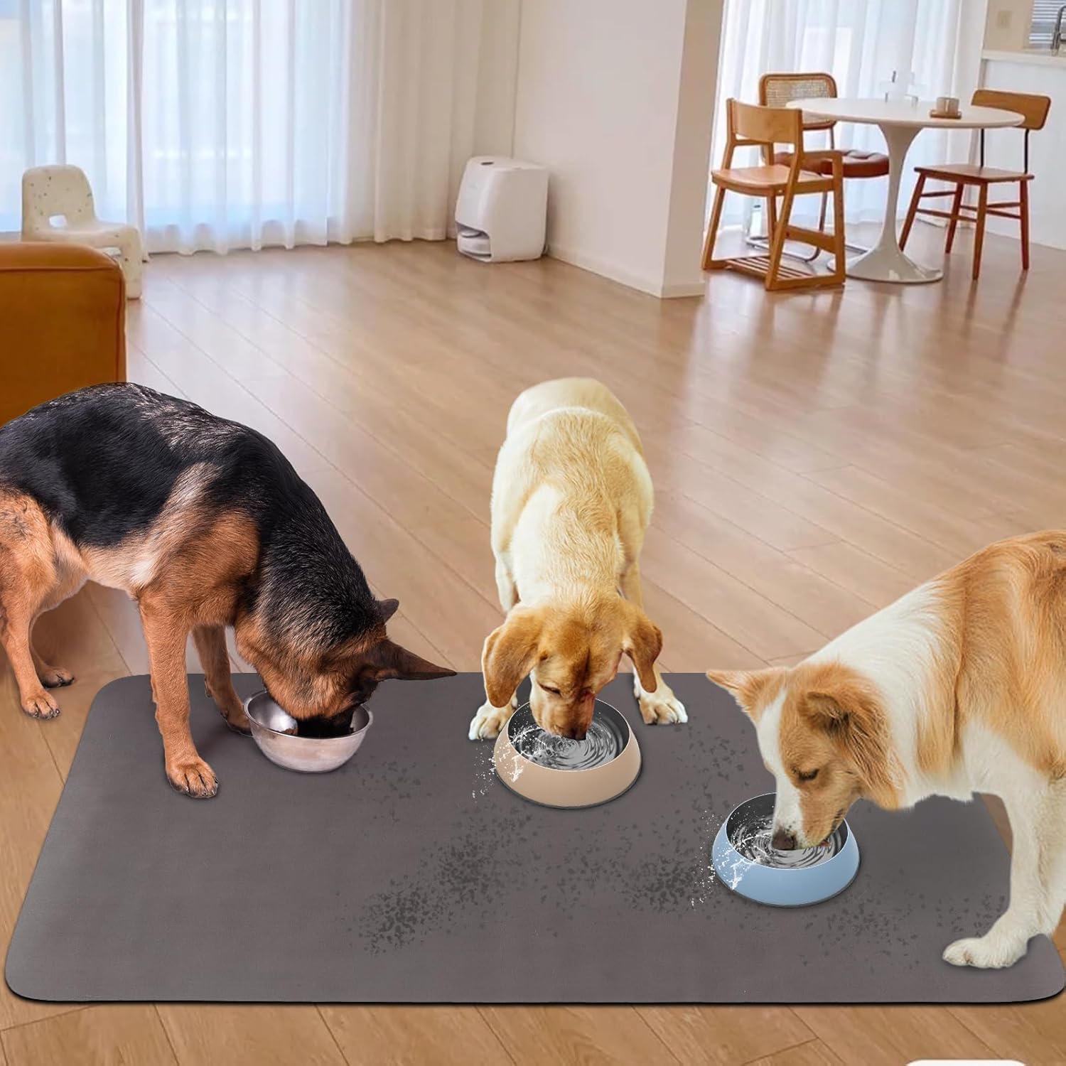 Quick Dry Absorbent Dog Food Mat, 36 x 23 in Diatom Anti-Slip Mud Dog Water Bowl Mat, No Messy Pet Feeding Mat Dogs Supplies for Large and Multiple Dogs - Pet Explorer