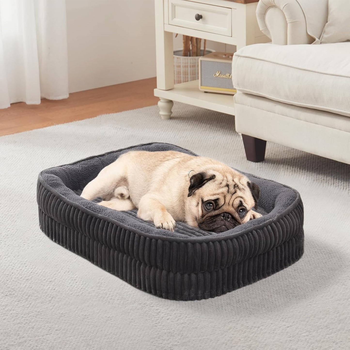 Orthopedic Dog Bed for Small Dogs Breeds, High Density Egg Crate Foam Dog Sofa Beds,Oval Kennel Bed, Pet Couch Bed with Four Sided Bolster, Removable Washable Cover& Non-Slip Bottom - Pet Explorer