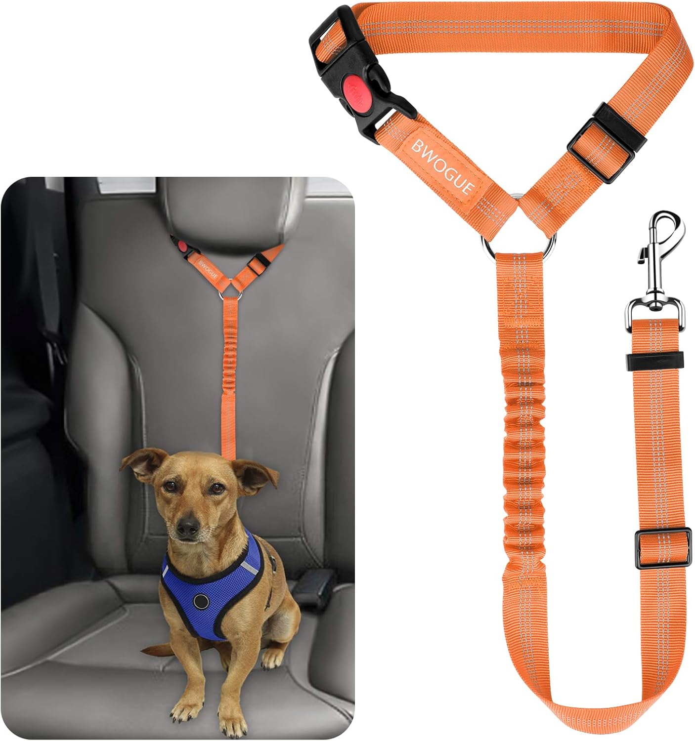 BWOGUE Pet Dog Cat Seat Belts, Car Headrest Restraint Adjustable Safety Leads Vehicle Seatbelt Harness (1 Pack) - Pet Explorer