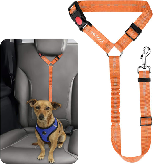 BWOGUE Pet Dog Cat Seat Belts, Car Headrest Restraint Adjustable Safety Leads Vehicle Seatbelt Harness (1 Pack) - Pet Explorer