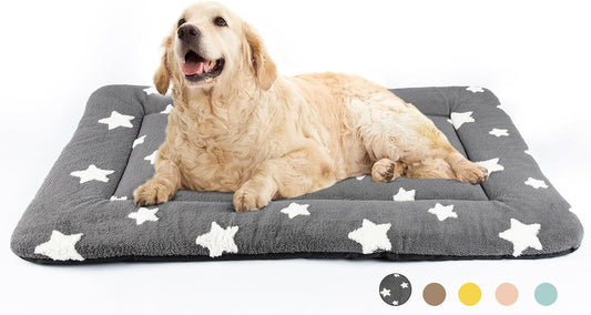 Mora Pets Dog Crate Pad Dog Kennel Bed Crate Mat for Large Dogs Washable Cute Star Pet Bed for Cage Ultra Soft Flat Pillow Cushion for Cozy Sleeping Anti-Slip Grey 42 x 27 - Pet Explorer