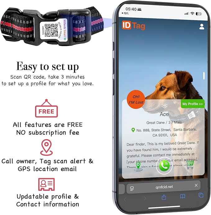 Airtag Dog Collar with QR Code Tag - Reflective Adjustable Nylon Collar, Quick Release Buckle for Small Medium Large Dogs, Comfortable Padded Lining (Red, S)
