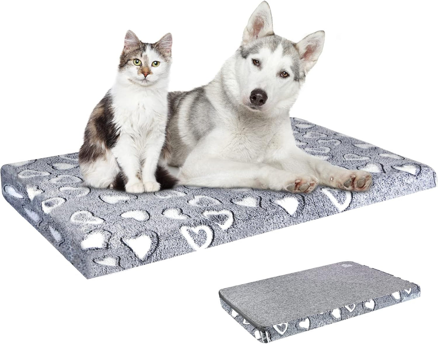 VANKEAN Dog Crate Mat Reversible Cool and Warm, Stylish Dog Bed for Crate with Waterproof Inner Linings and Removable Machine Washable Cover, Firm Support Dog Pad for Small to XX-Large Dogs, Grey - Pet Explorer