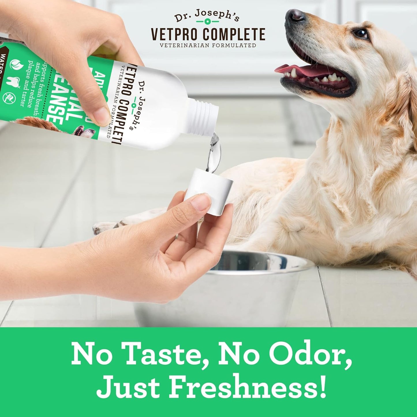 VetPro Complete Dr. Joseph's Advanced Dental Cleanse, 8 Ounces, Cat and Dog Breath Freshener Water Additive for Dental Care, Fights Dog Bad Breath, Teeth Cleaning, Plaque and Tartar Remover - Pet Explorer