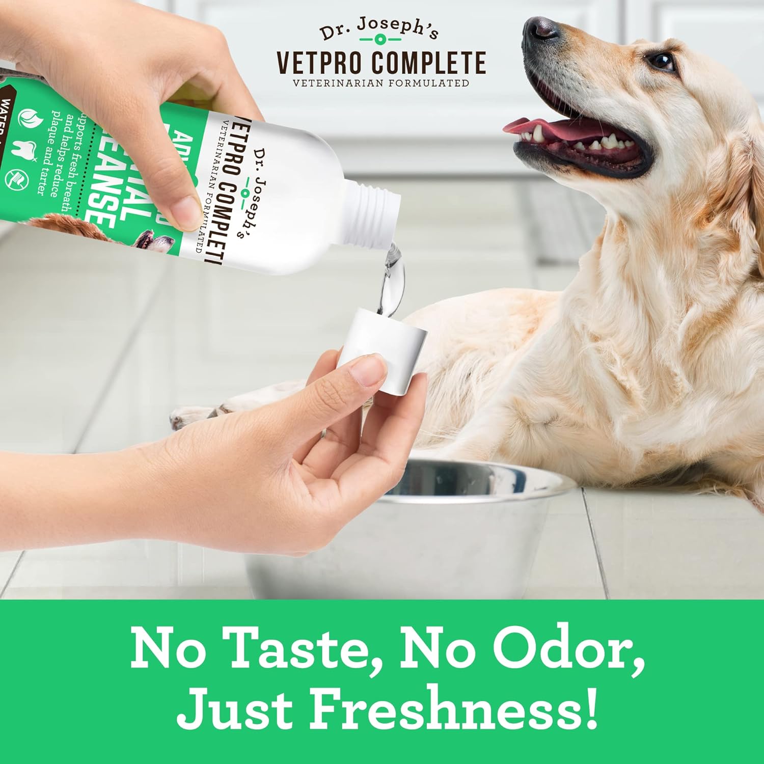 VetPro Complete Dr. Joseph's Advanced Dental Cleanse, 8 Ounces, Cat and Dog Breath Freshener Water Additive for Dental Care, Fights Dog Bad Breath, Teeth Cleaning, Plaque and Tartar Remover - Pet Explorer