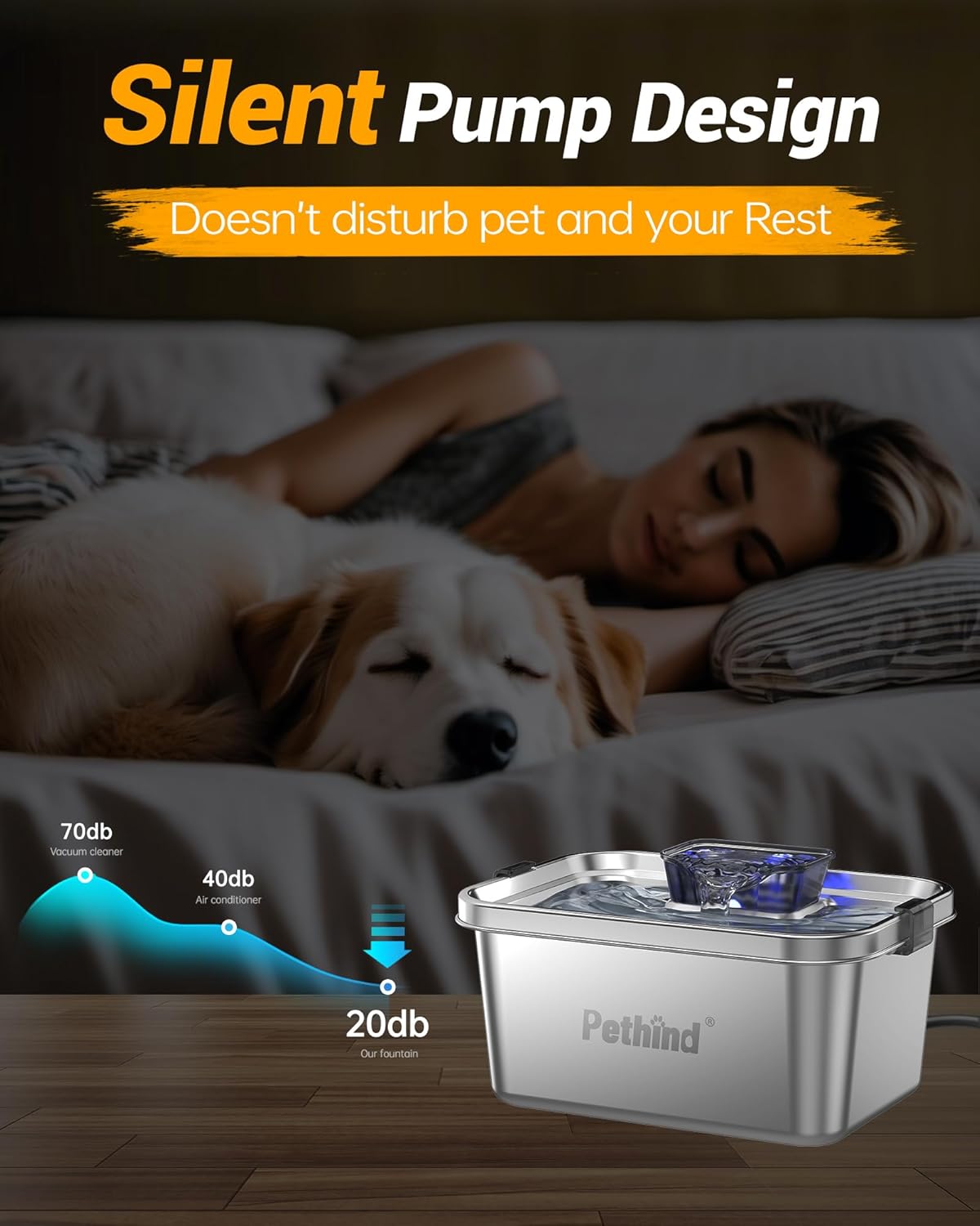 Dog Water Fountain for Large Dogs 2Gal/264oz Large Capacity Pet Water Dispenser Stainless Steel Water Cat Fountain Automatic Dog Water Bowl Dispenser with 3 Filters Ultra Quiet Pump Easy to Clean - Pet Explorer