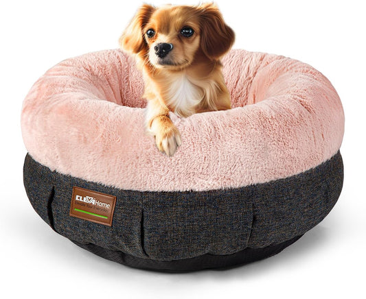 ClevaHome Cozy Cat Bed - Ultra-Soft Plush Pet Bed with Raised Sides and Anti-Slip Base, Comfortable Round Bed for Small Pets up to 11 lbs - Pet Explorer