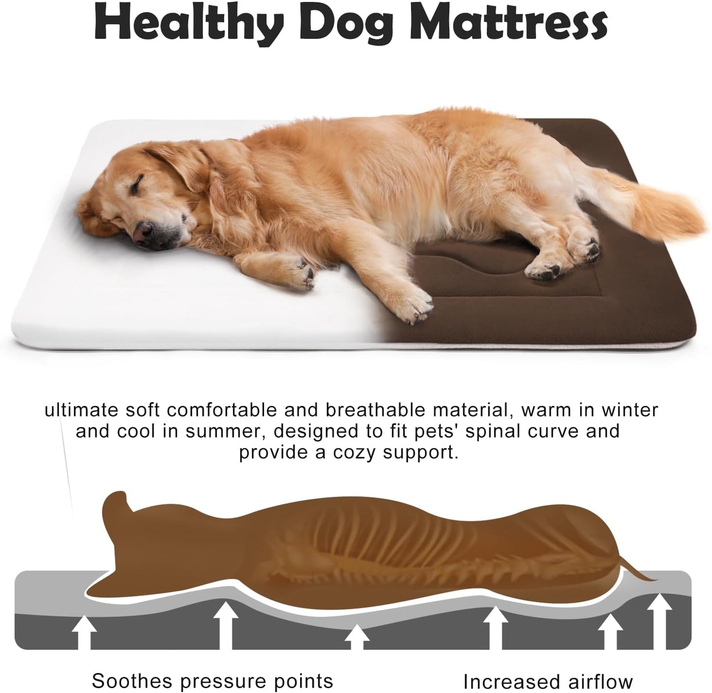JoicyCo Dog Bed Soft Dog Crate Pad Mat for Medium/Large Dogs, 36 in Non-Slip Bottom Washable Dog Sleeping Mattress Pet Beds Cat Bed Kennel Pad, Dark Brown - Pet Explorer