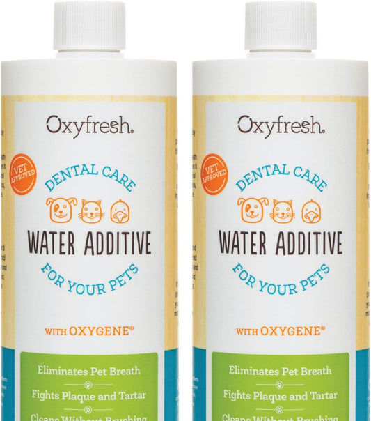 Oxyfresh Premium Pet Dental Care Solution Pet Water Additive: Best Way to Eliminate Bad Dog Breath and Cat Bad Breath - Fights Tartar & Plaque - So Easy, Just Add to Water! Vet Recommended 2 Pack - Pet Explorer