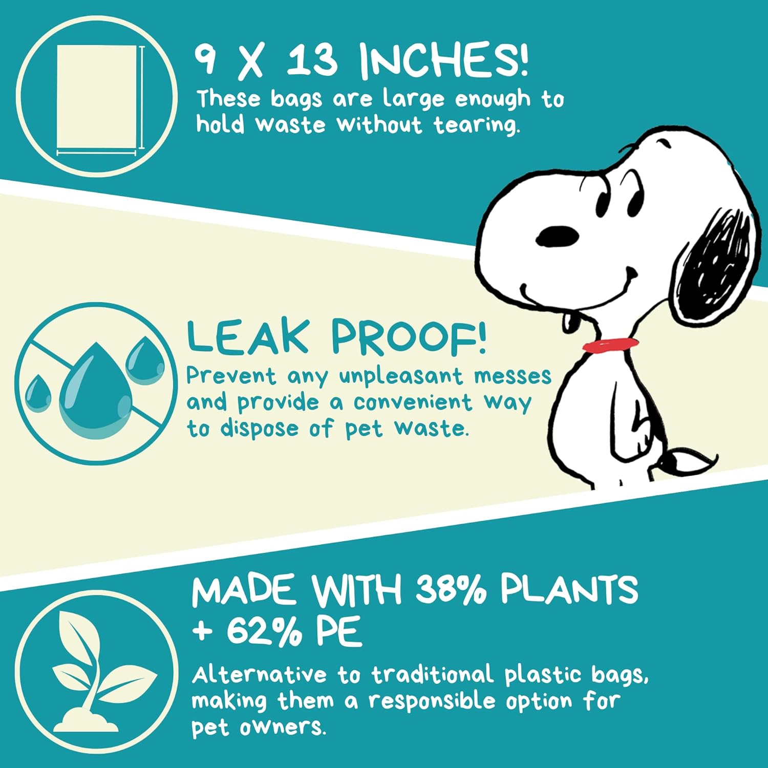 The Original Poop Bags® 38% USDA Biobased Pet Waste Bags, Peanuts Design, Leak-Resistant & Durable, Black/Green (720 Count (Pack of 2)) - Pet Explorer