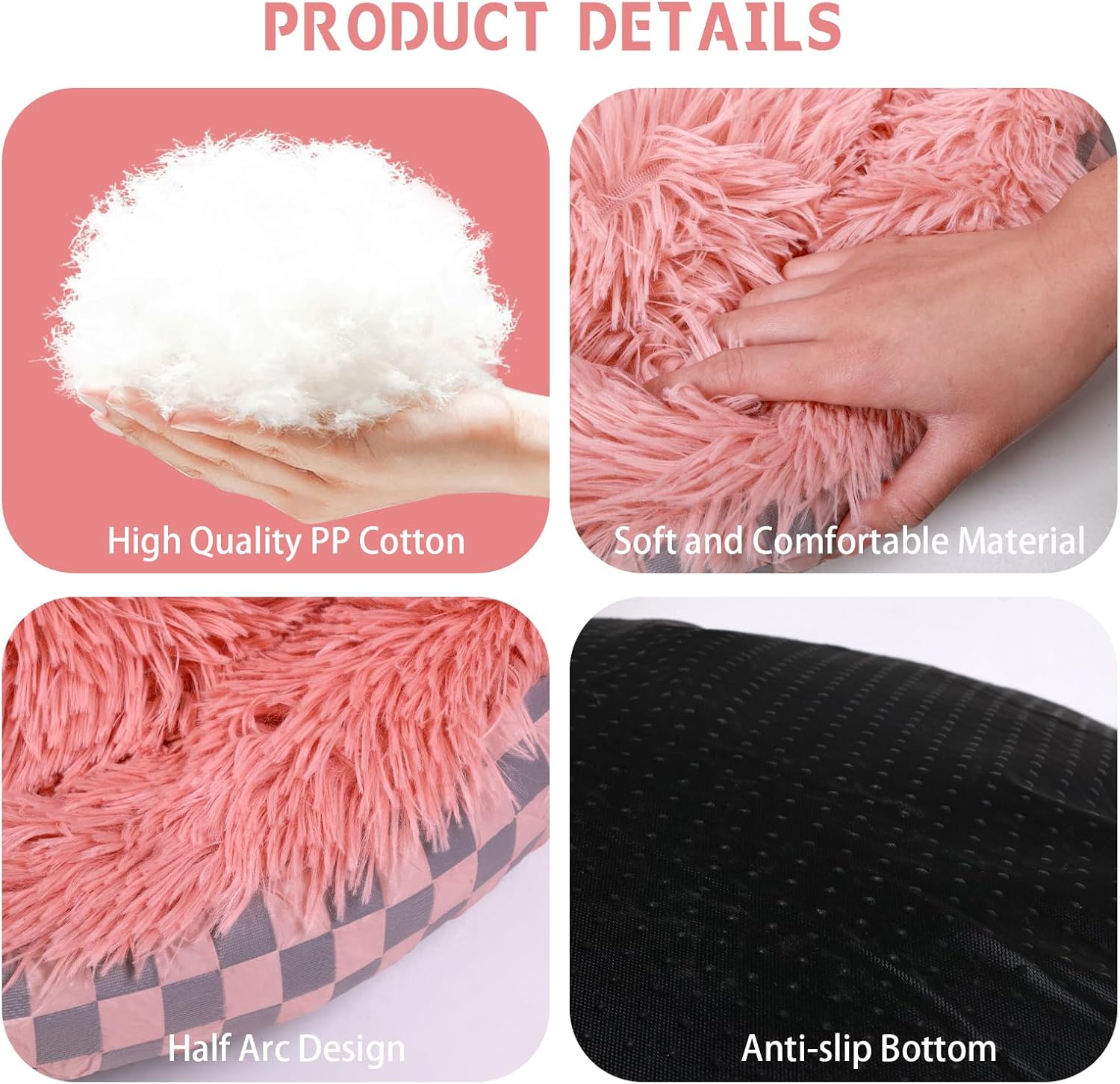 Cat Bed Hooded Plush Nest with Self-Warming Cozy Cave, Calming Anti-Anxiety Pet Bed for Indoor Cats & Small Dogs, Removable Washable Cover & Waterproof Bottom - Pink - Pet Explorer
