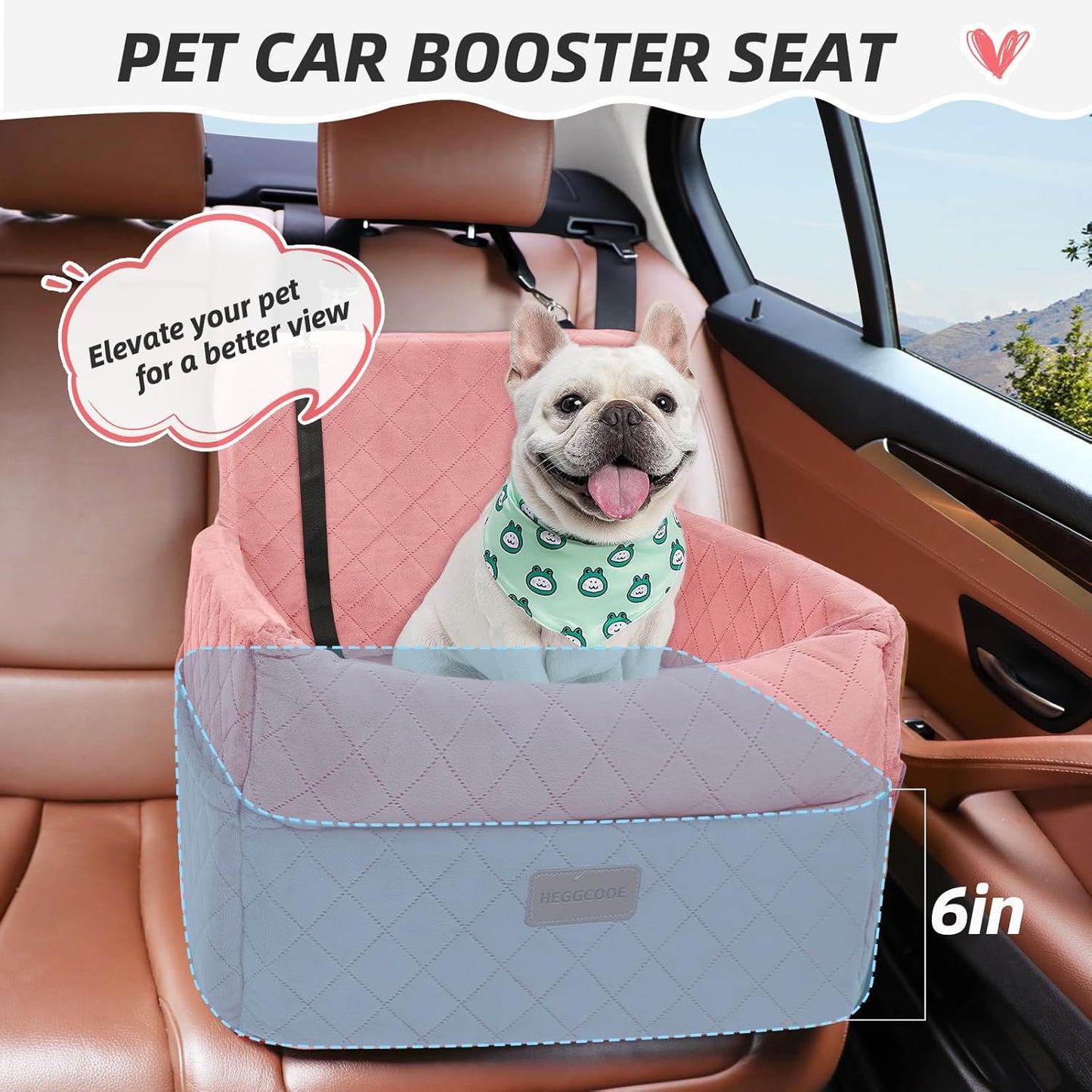 Dog Car Seat for Small Medium Dogs, Memory Foam Puppy Dog Booster Seat with Thick Cushion for Dogs Under 35lbs, Detachable Washable Pet Car Seat Travel Bed with Storage Pockets,2 Safety Belts - Pet Explorer