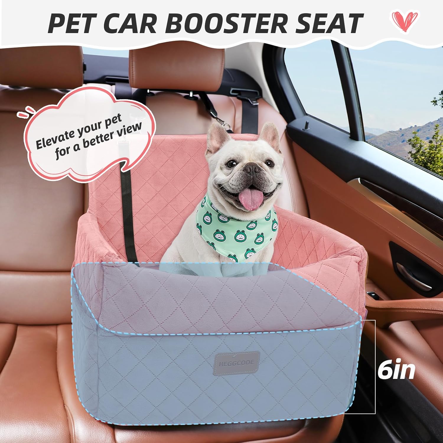 Dog Car Seat for Small Medium Dogs, Memory Foam Puppy Dog Booster Seat with Thick Cushion for Dogs Under 35lbs, Detachable Washable Pet Car Seat Travel Bed with Storage Pockets,2 Safety Belts - Pet Explorer