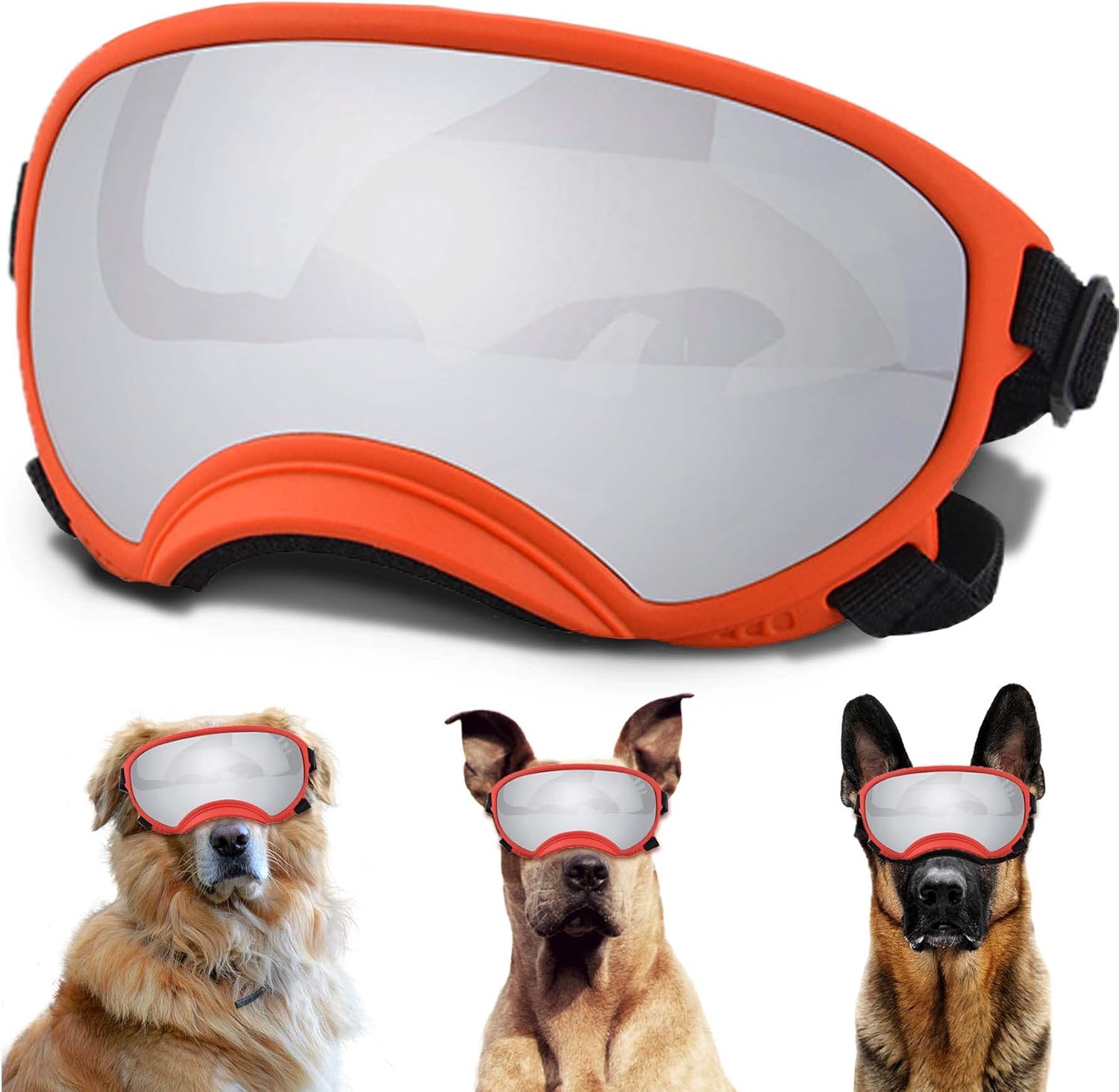Dog Sunglasses, Large, UV Protection, Adjustable Strap, Soft Foam, Black - Pet Explorer
