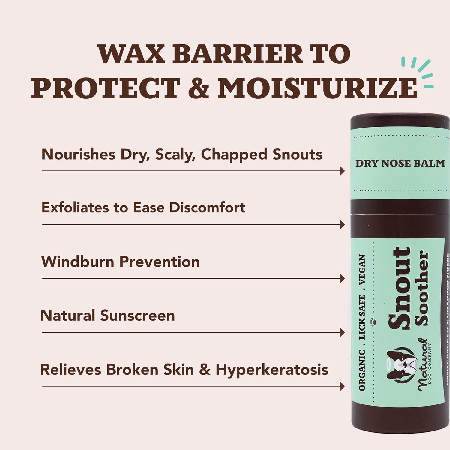 Natural Dog Company Snout Soother, Dog Nose Balm, Wax & Cream for Dry, Cracked Noses, Heals & Moisturizes with Shea Butter & Coconut Oil, Lick-Safe Nose Butter, Made in USA, 2 oz. Stick - Pet Explorer