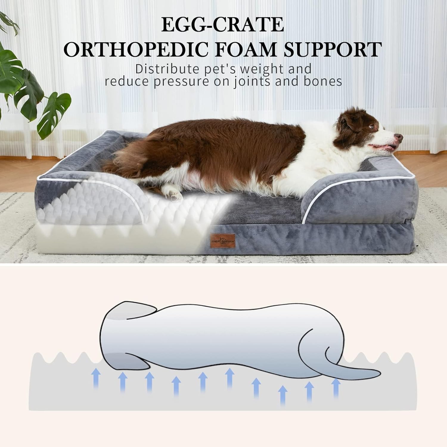 Comfort Expression Medium Dog Beds Waterproof Orthopedic Foam Dog Sofa Beds for Medium Large Dogs Comfy Pet Bed with Washable Removable Cover & Non-Slip Bottom(Medium,Dark Green) - Pet Explorer