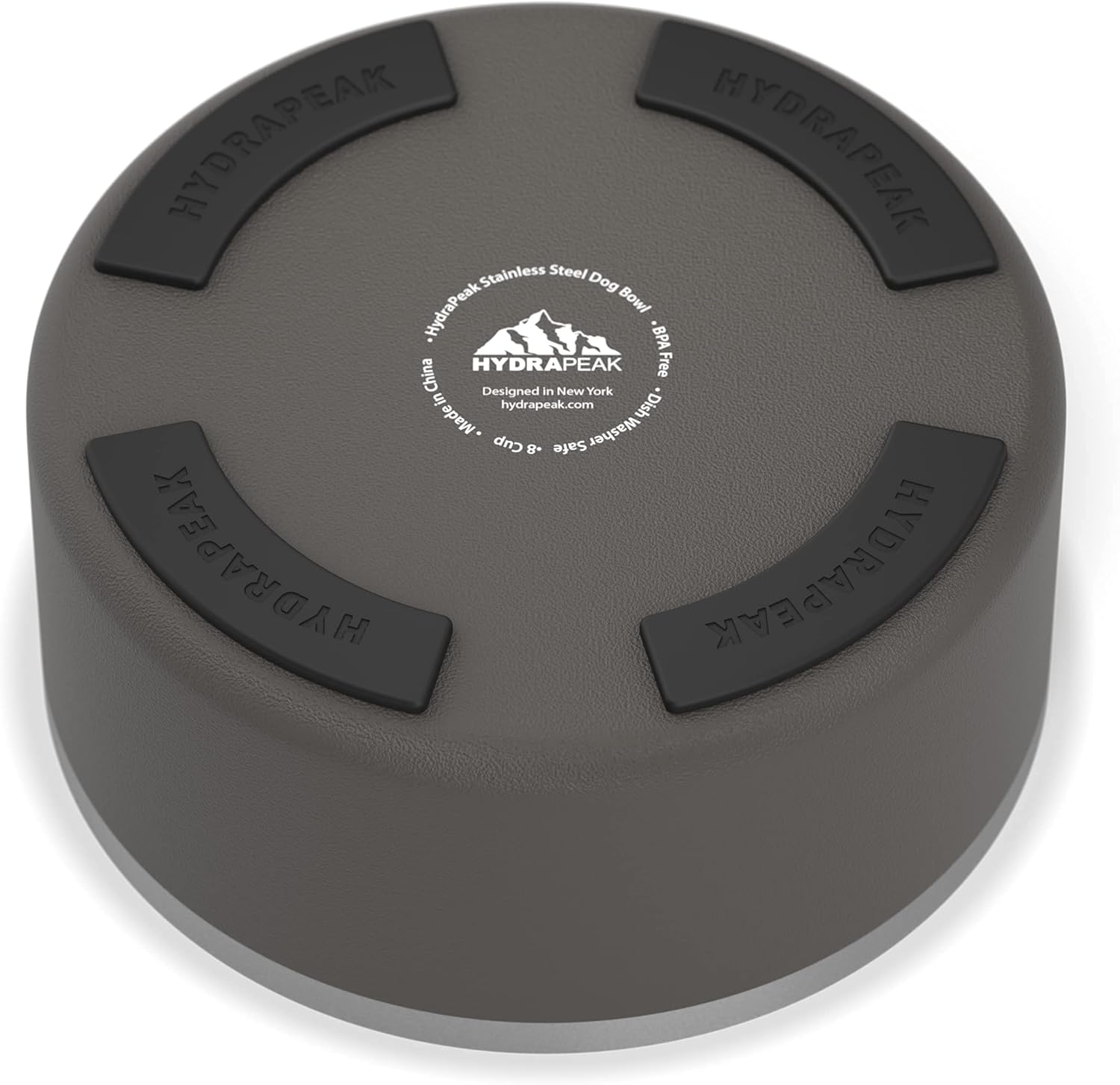Hydrapeak Dog Bowl; Non Slip Stainless Steel; Water and Food Dish; Large Sized and Small Dogs; 32oz 64oz; Multiple Sizes | 8 Cup | Graphite - Pet Explorer