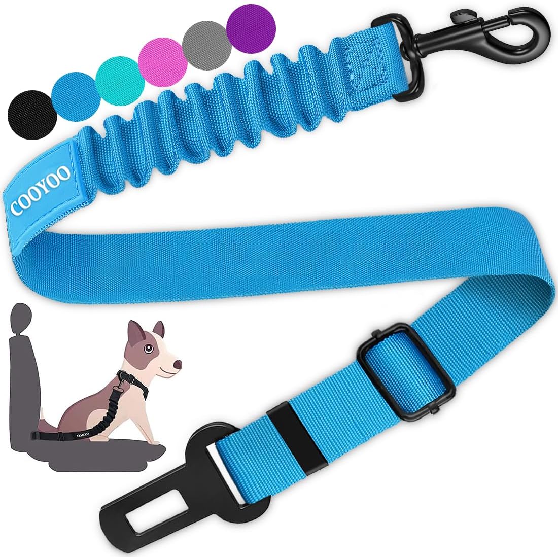 COOYOO Dog Seat Belt, Durability Retractable Dog Car Harness Adjustable Dog Seat Belt for Vehicle Nylon Pet Safety Seat Belts Heavy Duty & Elastic - Pet Explorer