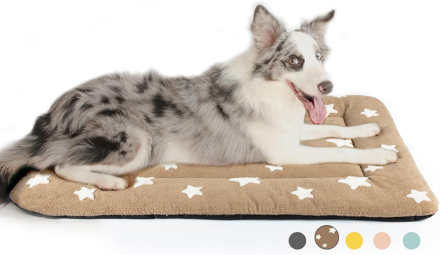 Mora Pets Dog Crate Pad Dog Kennel Bed Mat for Large Dogs Washable Cute Star Pet Bed for 36 inch Cage Ultra Soft Flat Puppy Cat Cushion for Cozy Sleeping Anti-Slip Brown 36 x 23 - Pet Explorer