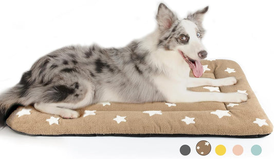 Mora Pets Dog Crate Pad Dog Kennel Bed Mat for Large Dogs Washable Cute Star Pet Bed for 36 inch Cage Ultra Soft Flat Puppy Cat Cushion for Cozy Sleeping Anti-Slip Brown 36 x 23 - Pet Explorer