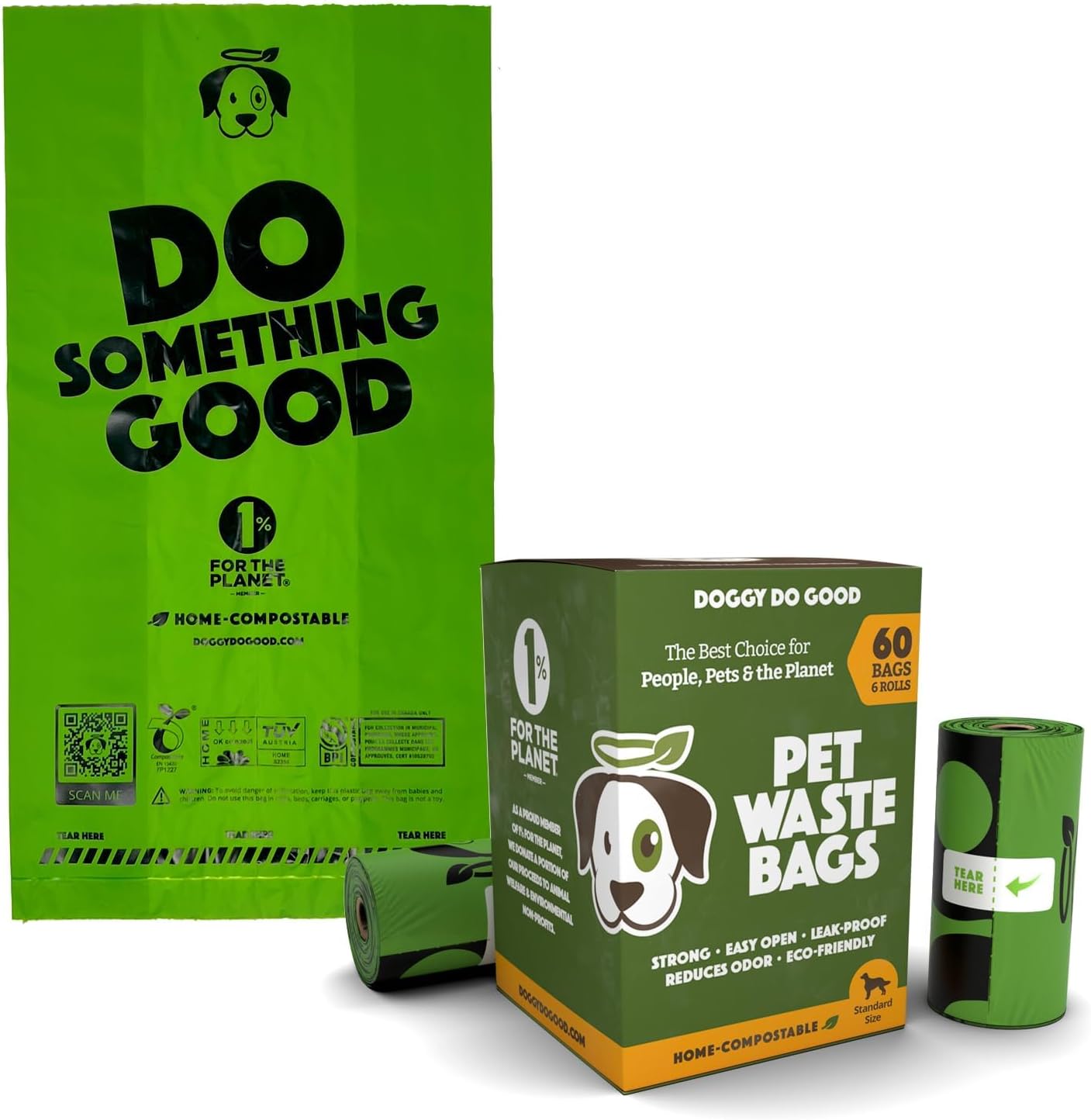 Doggy Do Good Poop Bags | Dog Waste Bags | Unscented, USDA Certified Biobased, Thick & Leak Proof, Easy Open | Standard Size | 60 Count - Pet Explorer