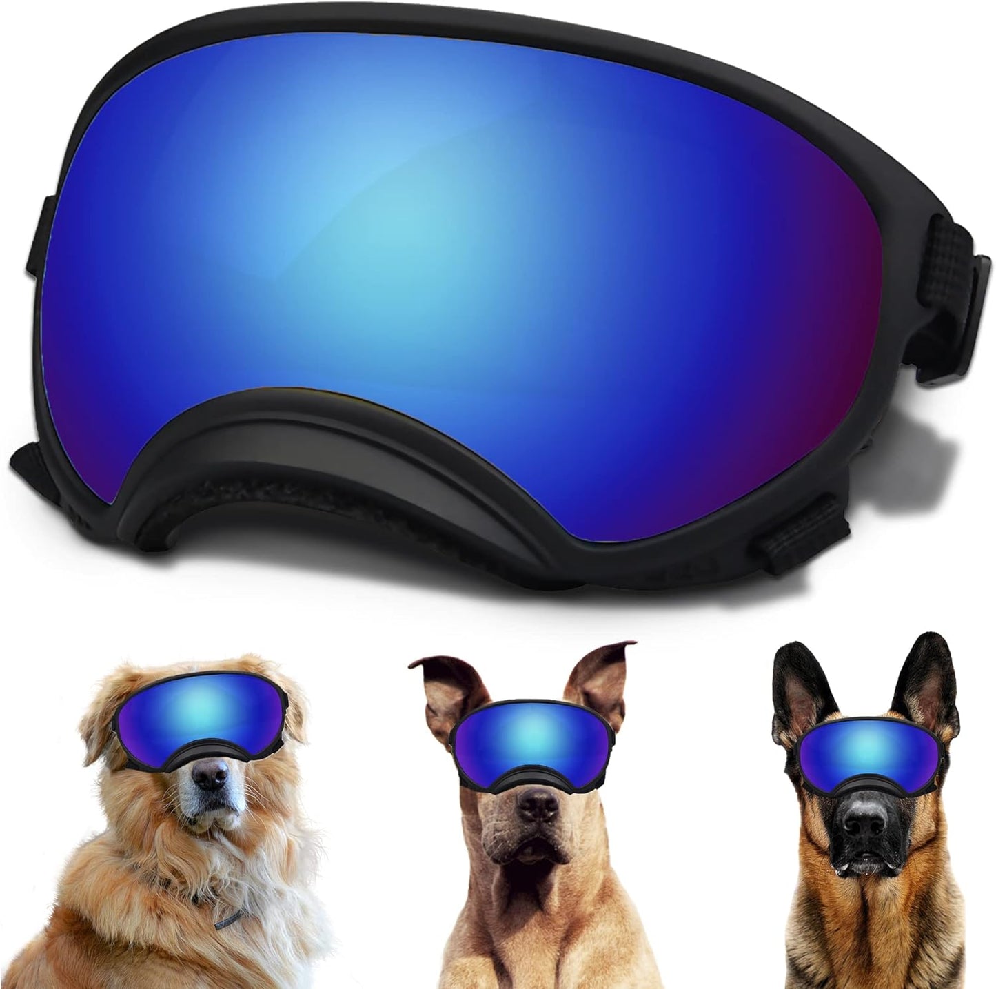 Large Dog Sunglasses with Adjustable Strap UV Protection, Winproof Dog Puppy Sunglasses, Suitable for Medium-Large Dog Pet Glasses, Dogs Eyes Protection(Colorful) - Pet Explorer