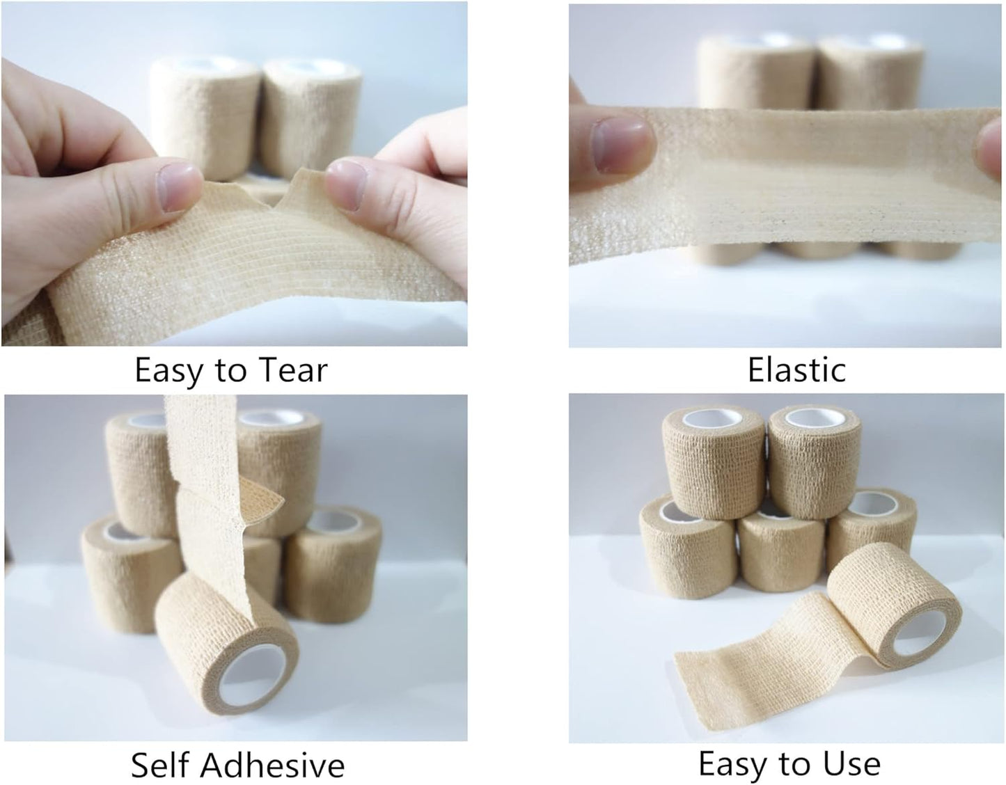 6 Pack 2" x 5 Yards Self Adhesive Bandage Wrap Breathable Cohesive Vet Wrap for Pets, Elastic Self-Adherent Tape for Sports, Wrist, Ankle (Skin Color) - Pet Explorer