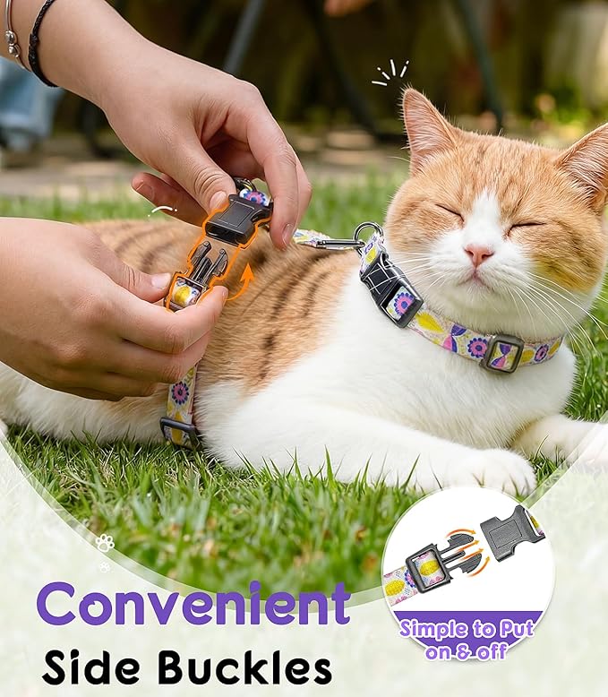 Halypet 2-Pack Cat Harness and Leash Set, Escape Proof 3-in-1 Adjustable Harness for Cats, Soft Lightweight, Easy On & Control for Walking, Travel & Outdoor Use, Medium (White & Orange)