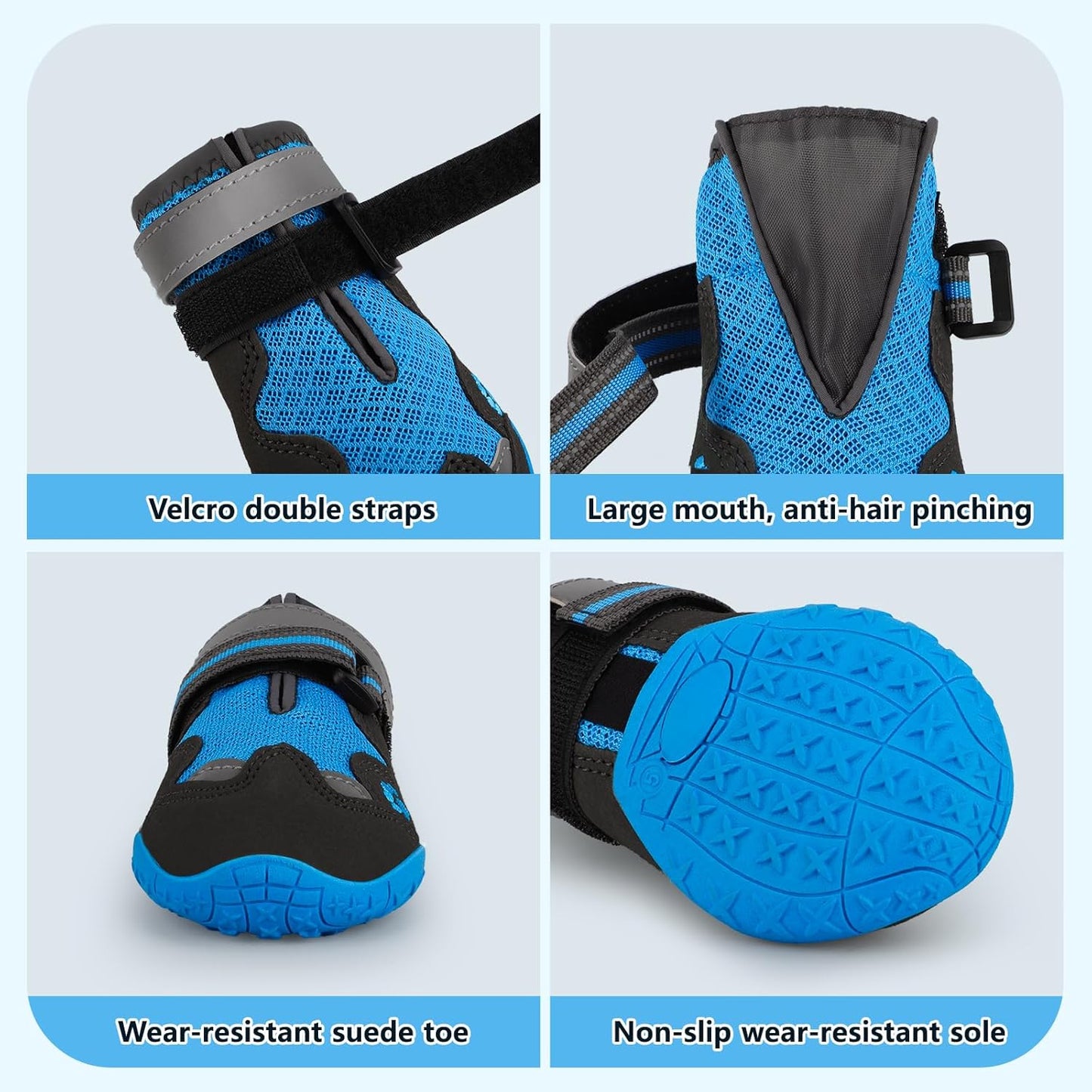 Dog Shoes for Large Medium Small Dog, Mesh Breathable Dog Shoes for Hot Pavement, Anti-Slip Dogs Boots Paw Protectors with Reflective for Outdoor Walking Indoor Hardfloors (Size 3)