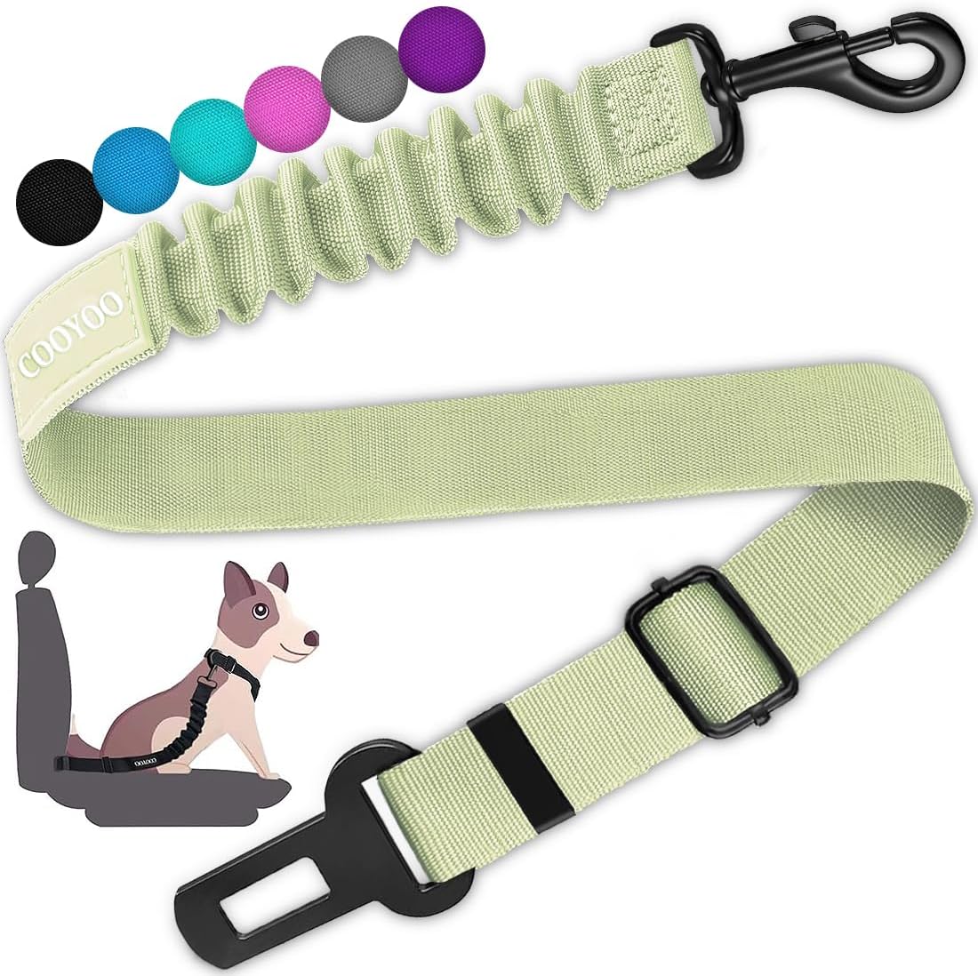COOYOO Dog Seat Belt,Retractable Dog Car Harness Seat Belt for Car Adjustable Nylon Pet Safety Seat Belts Heavy Duty & Elastic Bungee Buffer - Pet Explorer
