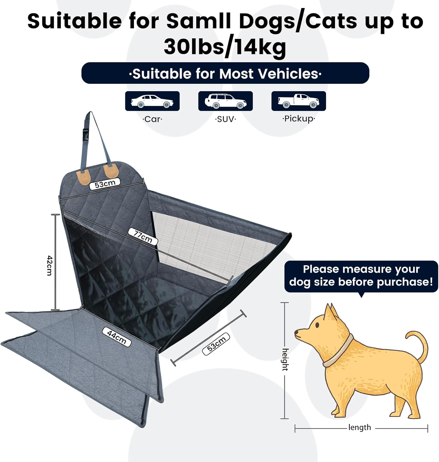 Dog Car Seat for Small/Medium Dogs with Door Protection – Full Coverage Pet Booster Seat with Mesh Window, Zippered Side Flaps, Safety Buckle, Grey Linen Fabric - Pet Explorer