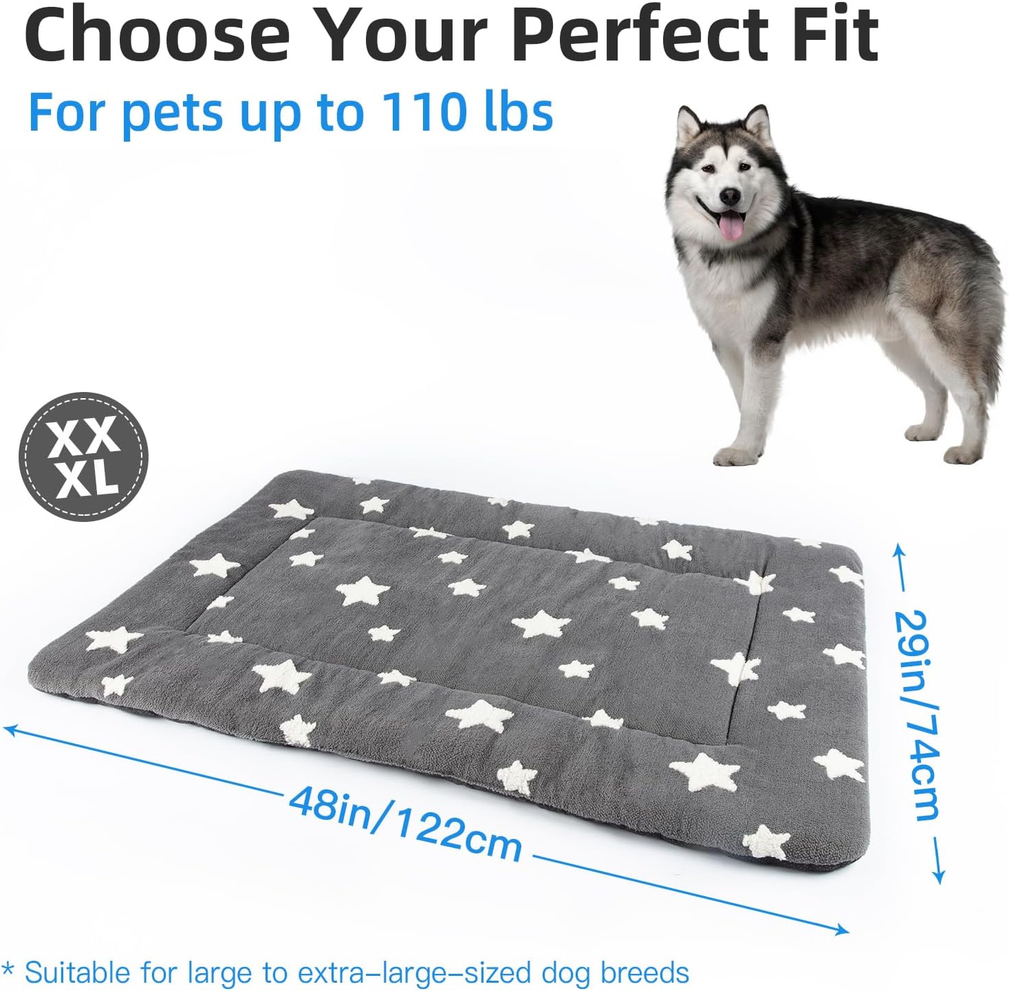 Mora Pets Dog Crate Pad Dog Bed Mat for XLarge Dogs Washable Thin Pet Kennel Pad for 48 inch Cage Ultra Soft Flat Puppy Mattress Cat Cushion for Cozy Sleeping Anti-Slip Grey 48 x 29 - Pet Explorer