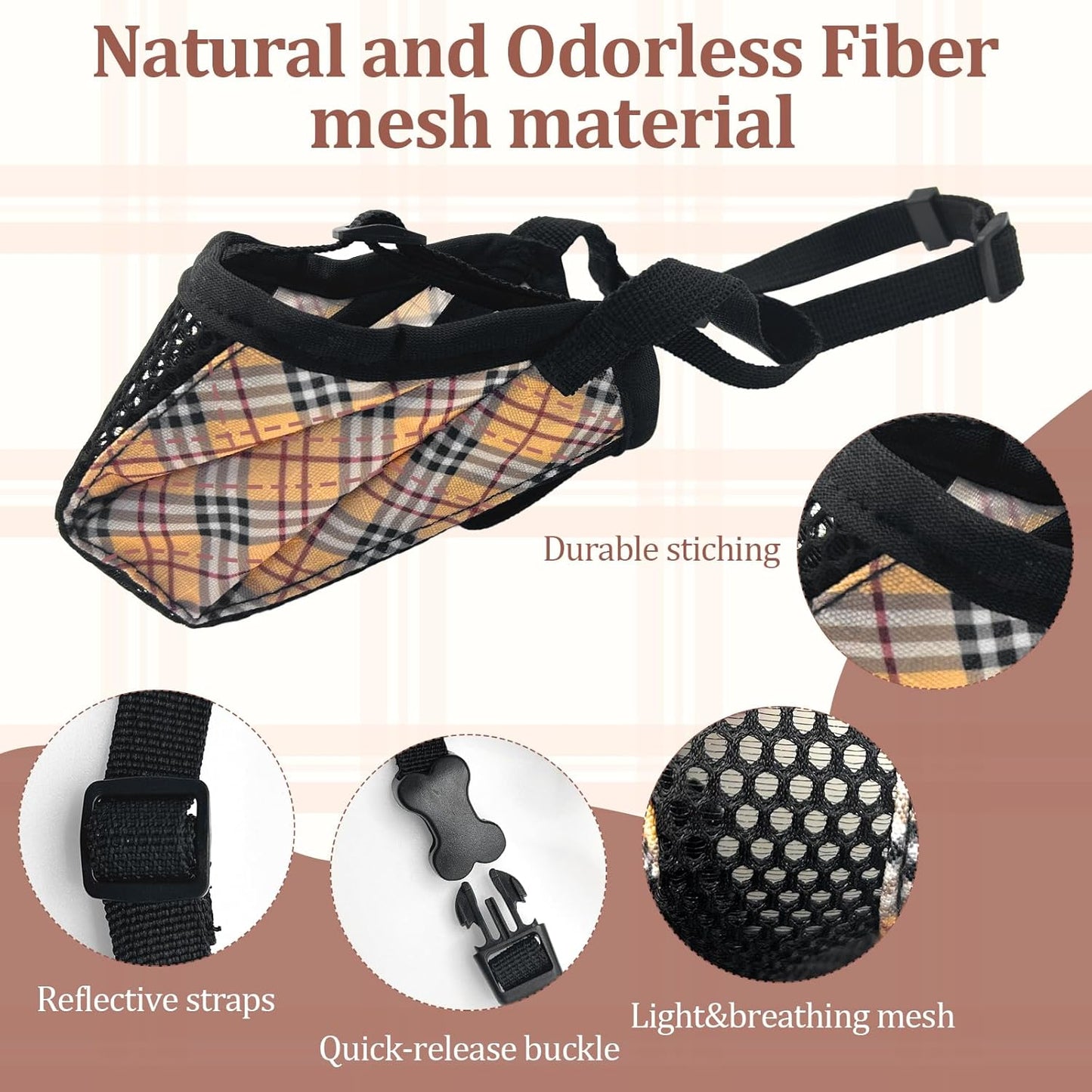 Dog Muzzle for Small Large Dogs - Soft Nylon Basket Muzzle with Adjustable Strap, Breathable Mesh Design Prevents Biting Chewing Licking Eating - Ideal for Training, Grooming & Vet Visits (Yellow, S) - Pet Explorer