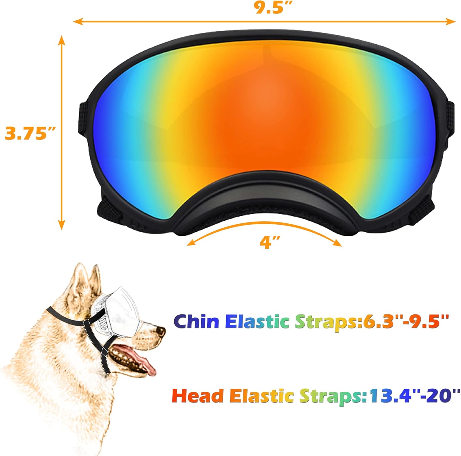 Large Dog Sunglasses with Adjustable Strap UV Protection, Winproof, Suitable for Medium-Large Dogs - Pet Explorer