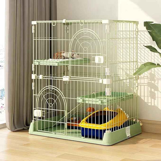 Cat Cage 2-Tier Indoor Cat Enclosure with Widen Bottom Buckle & Reinforced Locking Clamps DlY Cat Playpen for 1-2 Cats & Small Pets,31" Lx 20" W X 36" H (Green, Two-Tier36)