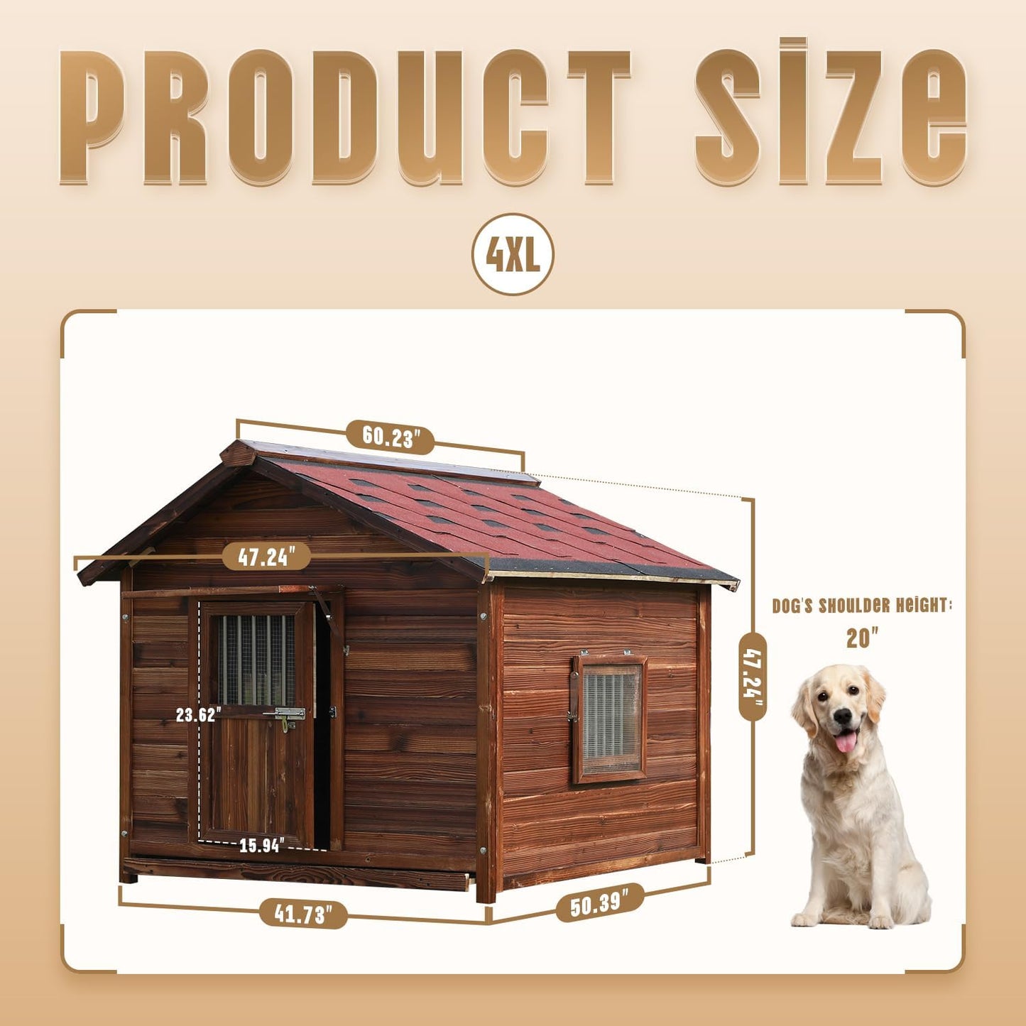 Extra Large Dog House Outdoor Made of Solid Pine Wood, Warm Doghouse, Dog House with Elevated Floor for Large Dogs, (Wood, 4XL) - Pet Explorer