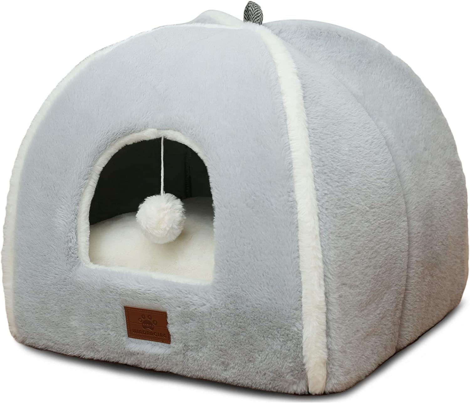 Cat Bed for Indoor Cats - Cat Cave Bed Cat House Cat Tent with Removable Washable Cushioned Pillow, Soft and Self Warming Kitten beds, Pet Bed（Large Grey） - Pet Explorer