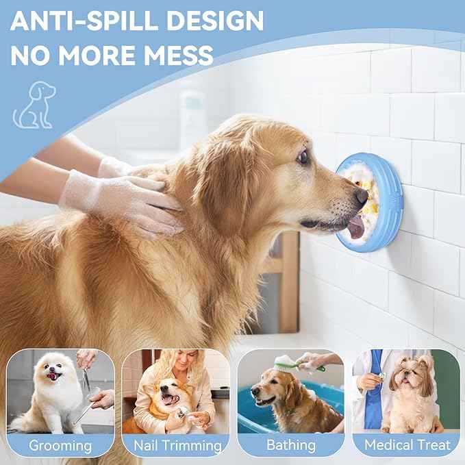 Dog Lick Bowl, Animire Freeze Lick Mat for Dogs, Non-Slip Slow Feeder Licking Bowl Enrichment Treat for Distraction Anxiety Relief, Food Grade Silicone, Dishwasher Safe(Baby Blue,S)