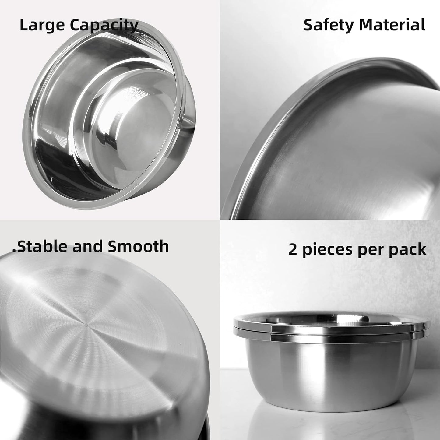 Stainless Steel Large Dog Food Bowl, 66 oz (10cup) Large Capacity Dog Water Bowl, Heavy Duty, BPA Free for Medium Dogs (2 pcs) - Pet Explorer