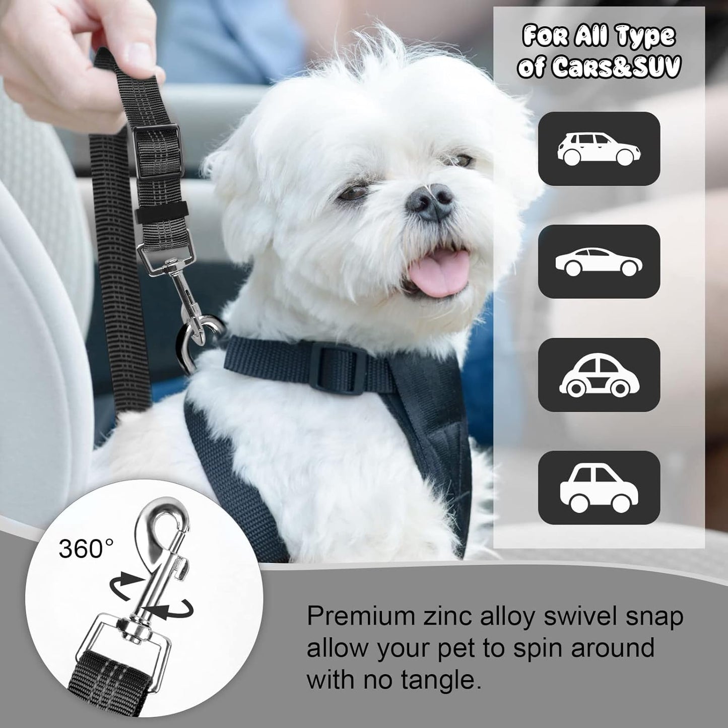 BWOGUE 2 Packs Dog Cat Safety Seat Belt Strap Car Headrest Restraint Adjustable Nylon Fabric Dog Restraints Vehicle Seatbelts Harness - Pet Explorer