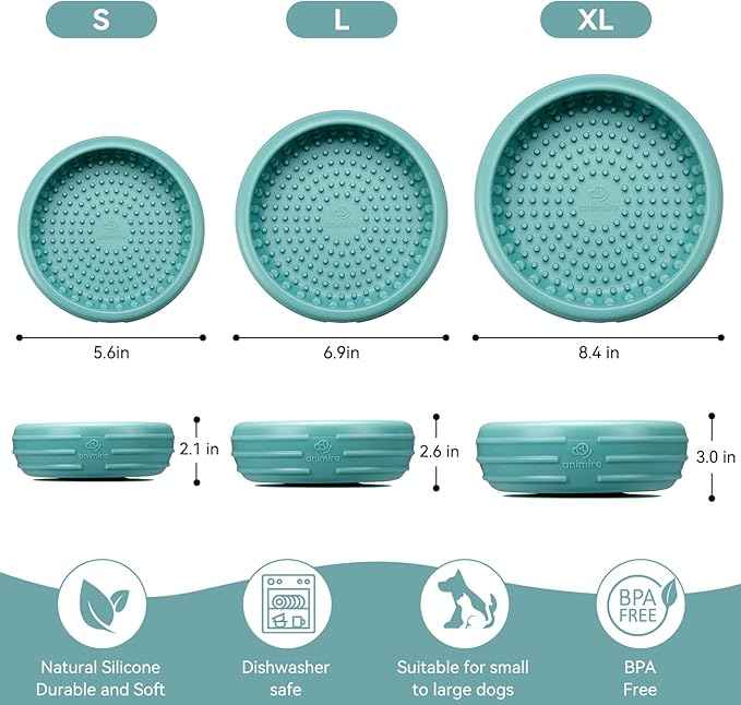 Dog Lick Bowl, Animire Freeze Lick Mat for Dogs, Non-Slip Slow Feeder Licking Bowl Enrichment Treat for Distraction Anxiety Relief, Food Grade Silicone, Dishwasher Safe(Teal,S)