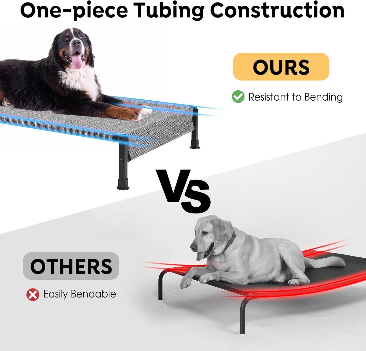 Veehoo Cooling Outdoor Dog Bed, Heavy Duty Elevated Pet Bed with Washable & Breathable Teslin Mesh, Non-Slip Silicon Feet, Dog Cot Bed with Support Hem, 47" x 29", Black Silver, CWC2433 - Pet Explorer