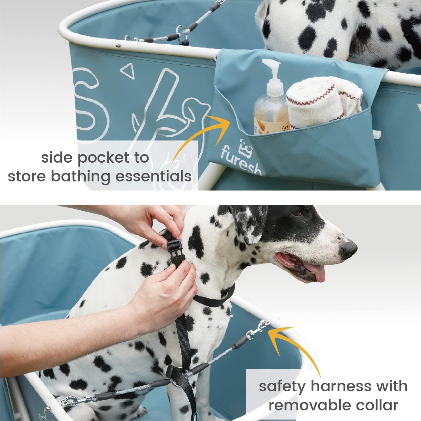 Big Dipper Dog Bath Tub with Stairs, Elevated Portable Foldable Wash Station with Steps for Bathing, Shower and Grooming, Indoor, Outdoor, for Medium to Large Size Dogs - Pet Explorer