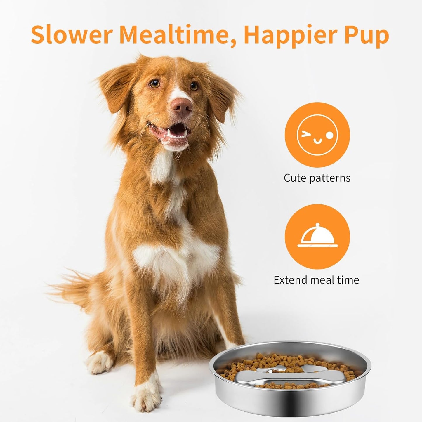 Slow Feeder Dog Bowl - 2 Cups Stainless Steel Dog Slow Feeder Food Bowl, Metal Non-Slip Lick Plate,Puppy or Cat Food Holder,Pet Supplies,Puzzle Maze Dish for Small & Medium Sized Breeds - Pet Explorer