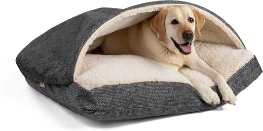Snoozer Pet Products Luxury Rectangle Cozy Cave Dog Bed with Microsuede, Showdog Collection, Large, Merlin Pewter - Pet Explorer