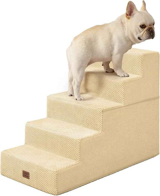 EHEYCIGA Dog Stairs for High Bed 22.5" H, 5-Step Dog Steps for Bed, Pet Steps for Small Dogs and Cats, Non-Slip Balanced Pet Ramp Indoor, Graige