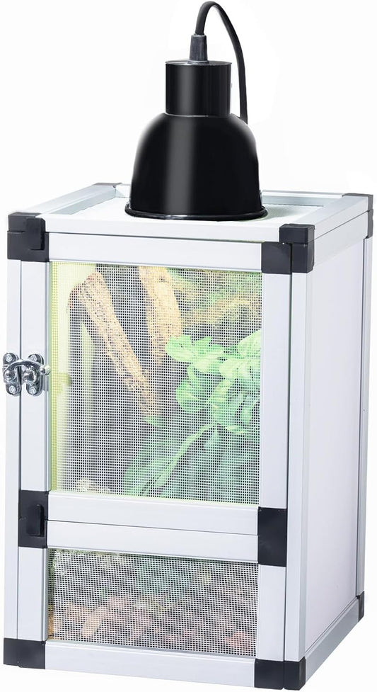 Small Reptile Cage 8" x 8" x 12", Hatching Habitat, Dual Doors, Screen & Acrylic Ventilation, Easy Assembly, for Lizards, Frogs, Geckos - Pet Explorer