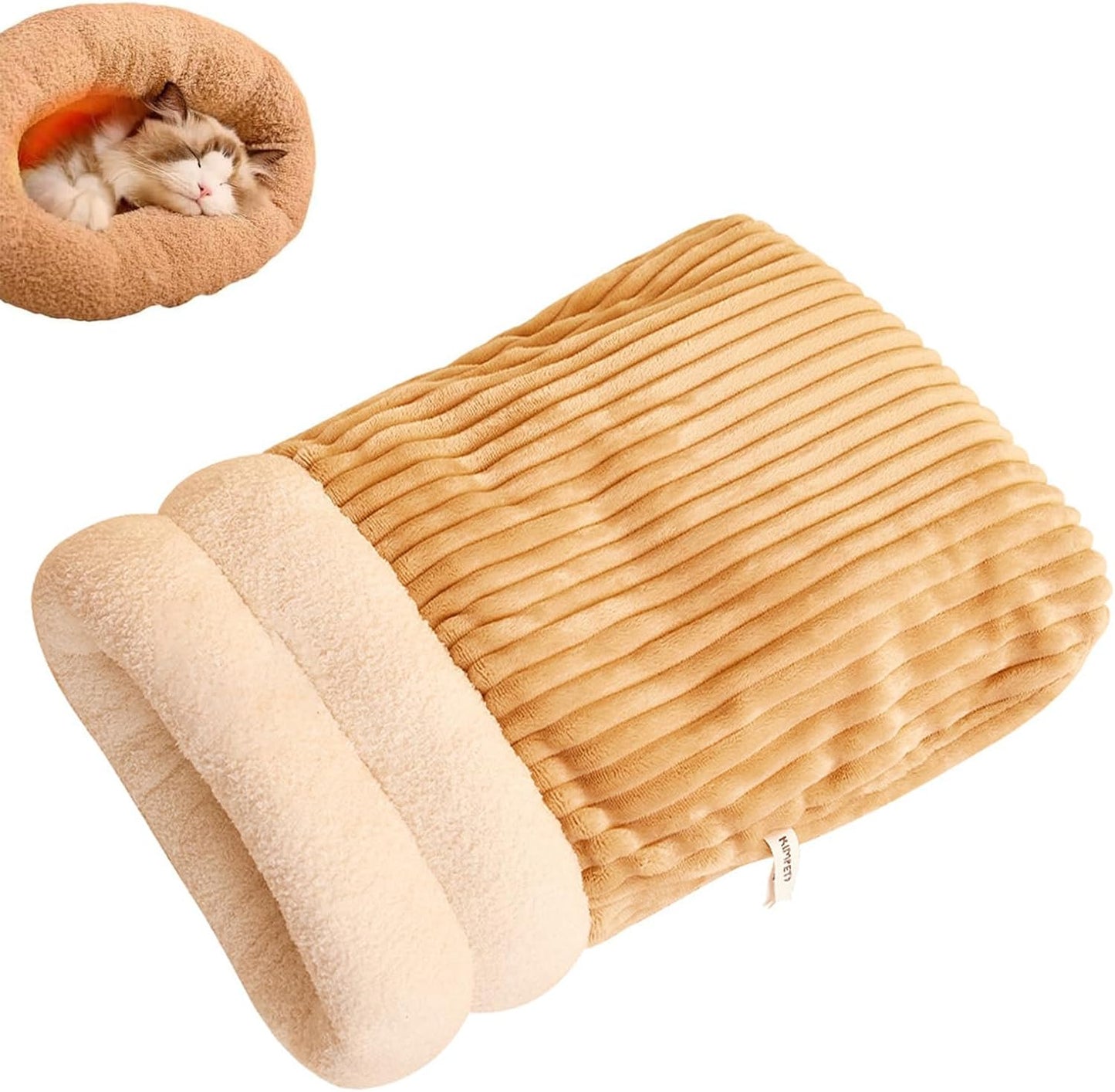 Cozy Cat Winter Bed Cave - Warm, Soft, Fluffy, Washable, Indoor Cat Sleeping Bag - Pet Explorer
